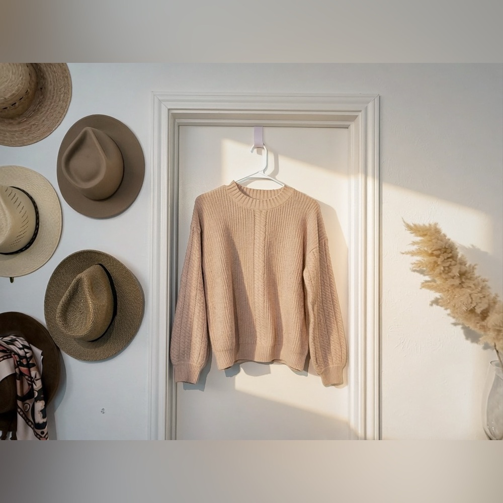 Tamari Cable Knit Sweater in Blush
